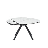 Pearl White Ceramic Extending Round Dining Table - Pendle Village Furniture